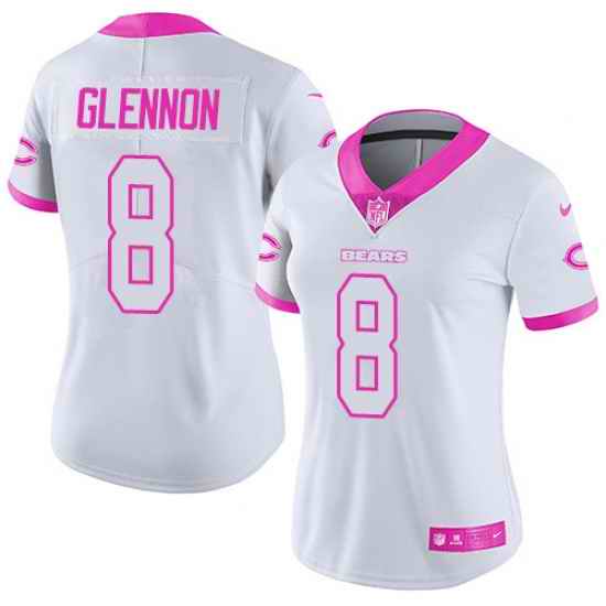 Nike Bears #8 Mike Glennon White Pink Womens Stitched NFL Limited Rush Fashion Jersey